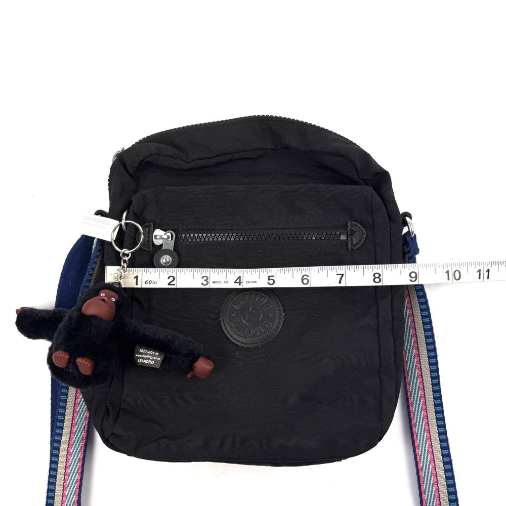 Kipling Crossbody Bag Black Striped Strap‎ Handbag Purse Unique Saddle Handbag - Picture 8 of 11
